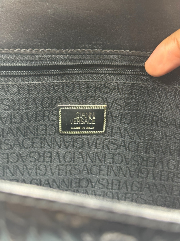 Versace Leather Embossed Handbag for Women | Luxury Designer Crossbody Purse with Gold-Tone Hardware | Perfect for Evening Parties, Date Nights & Special Occasions