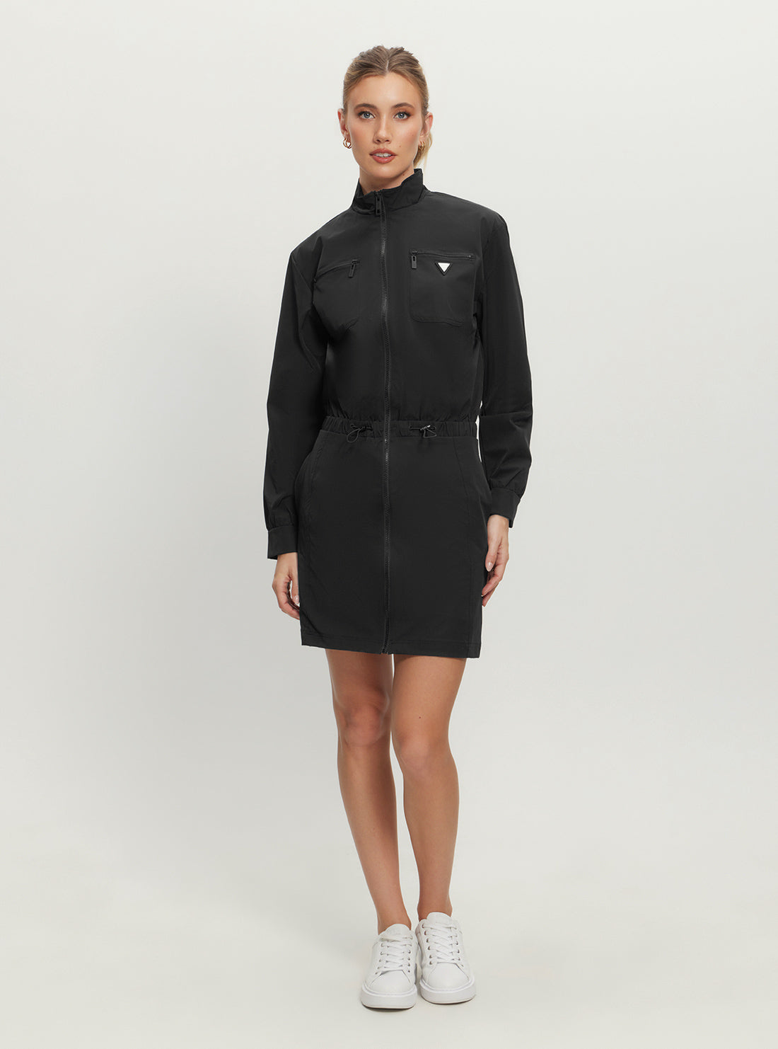 Black Aurelie Full Zip Mini Dress - Stylish & Comfortable Women's Fashion for Casual Outings & Date Nights