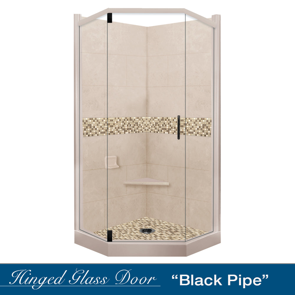 Neo Angle Brown Sugar Sistine Stone & Roma Mosaic Accent Tile - DIY Shower Remodel Kit for Bathroom Renovation | Waterproof & Easy to Install Backsplash
