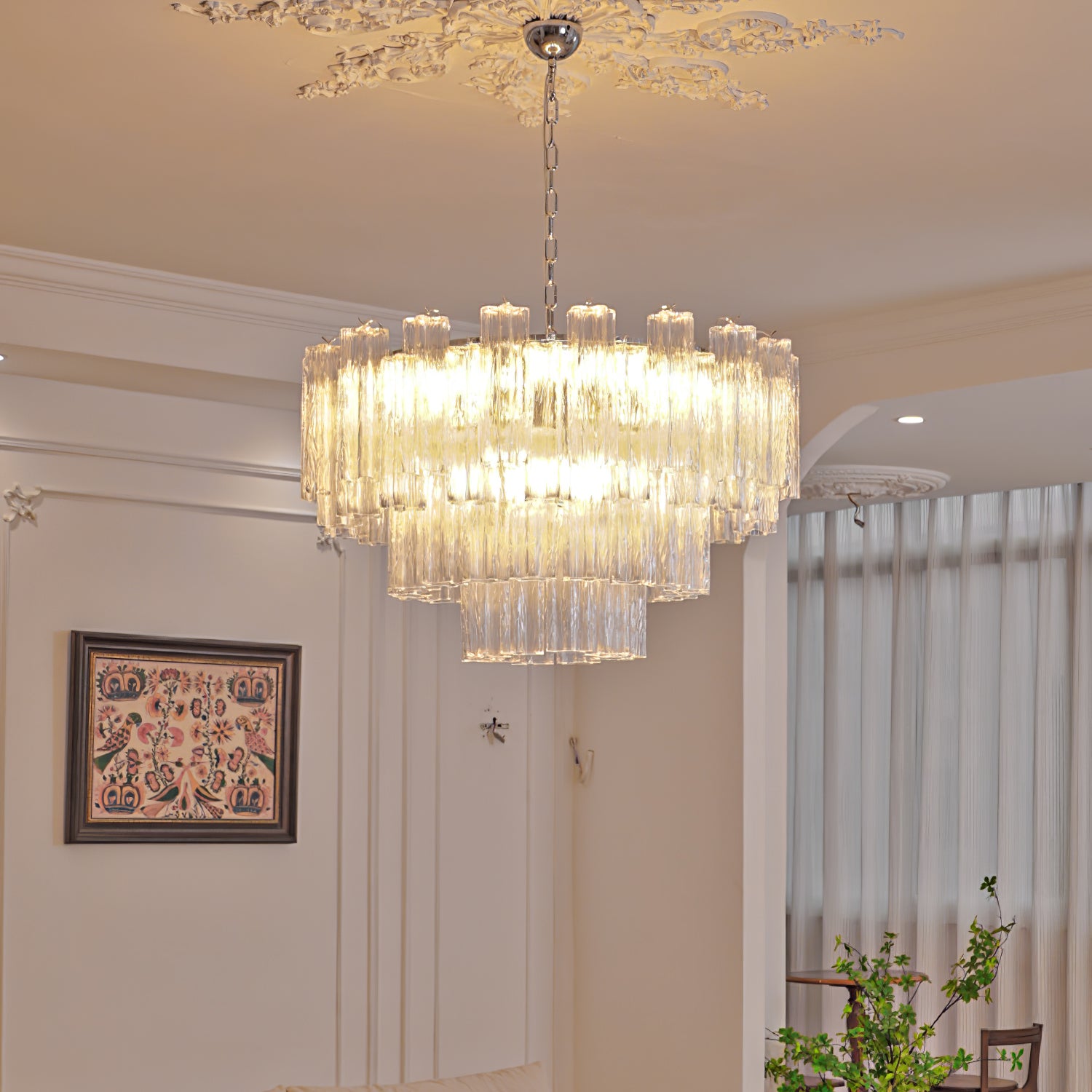 Addis Chandelier - Modern Crystal Ceiling Light Fixture for Dining Room, Living Room & Bedroom | Elegant Home Decor Lighting