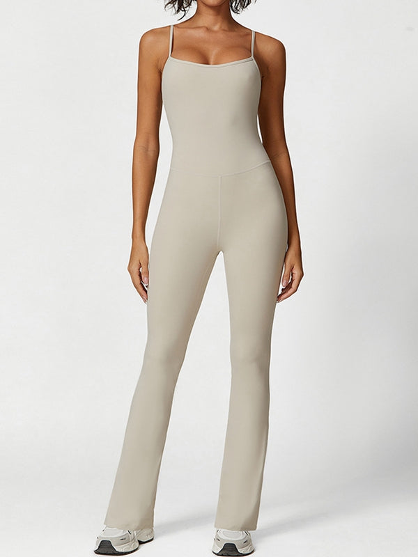 ZASUWA Women's U Neck Flare Jumpsuit - Elegant One Piece Romper for Casual Wear, Party & Night Out