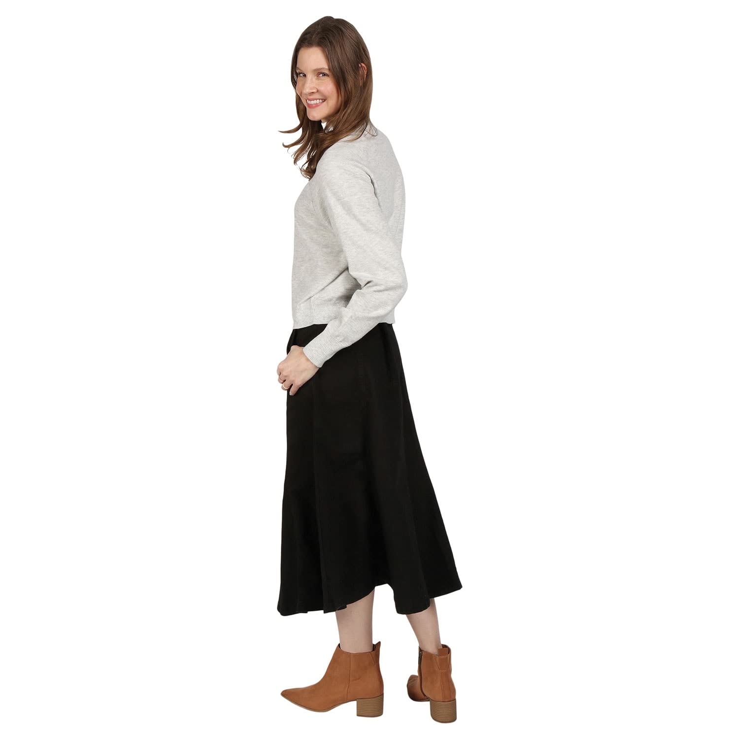 CATALOG CLASSICS Women's Long Denim Skirt - Blue High Waist Midi Jean Skirt for Women | Casual Outfit, Boho Style, Everyday Wear