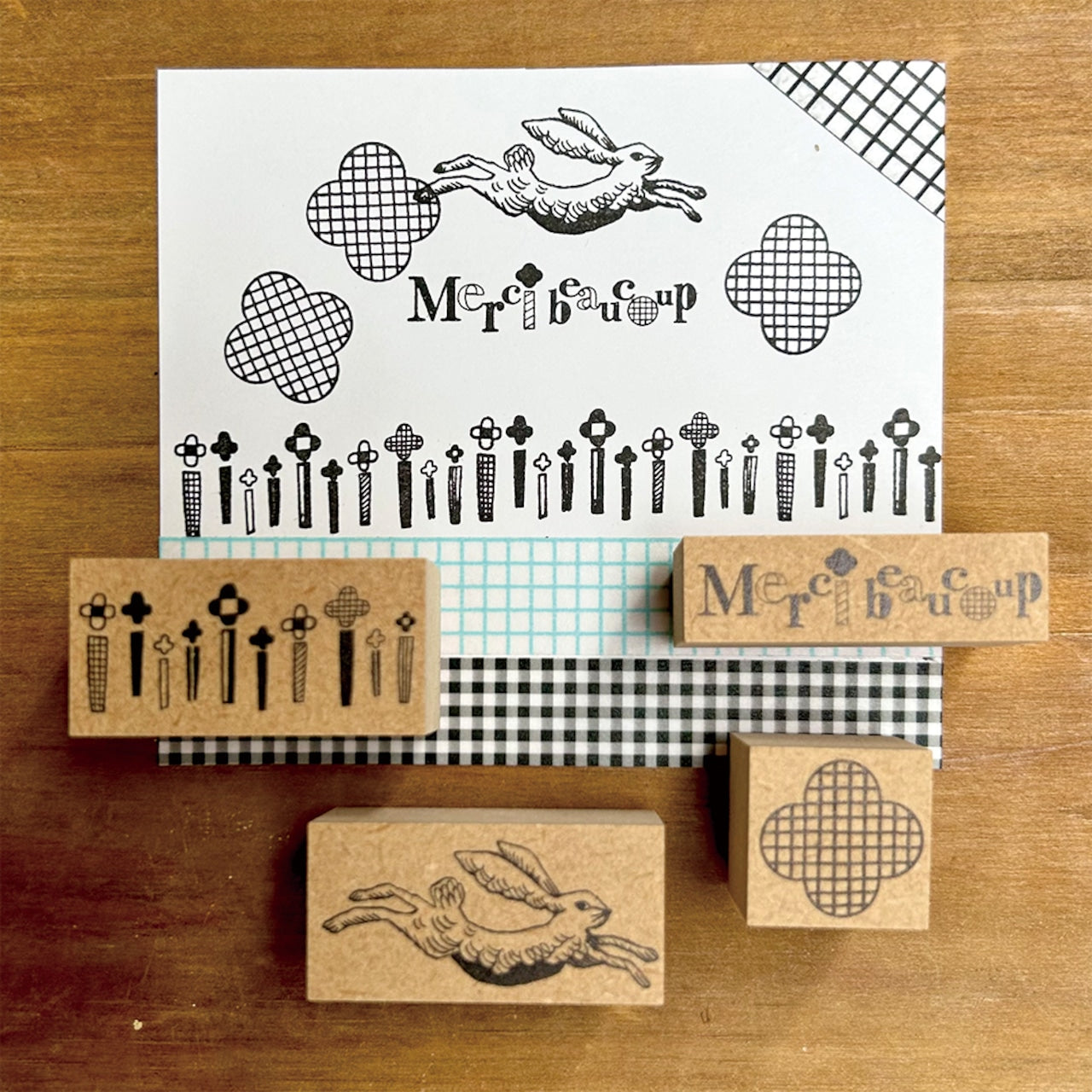 Kinotorico Wooden Rubber Stamp - White Rabbit Design for DIY Crafts, Scrapbooking & Card Making | Handmade Stamps for Art Projects & Gift Wrapping