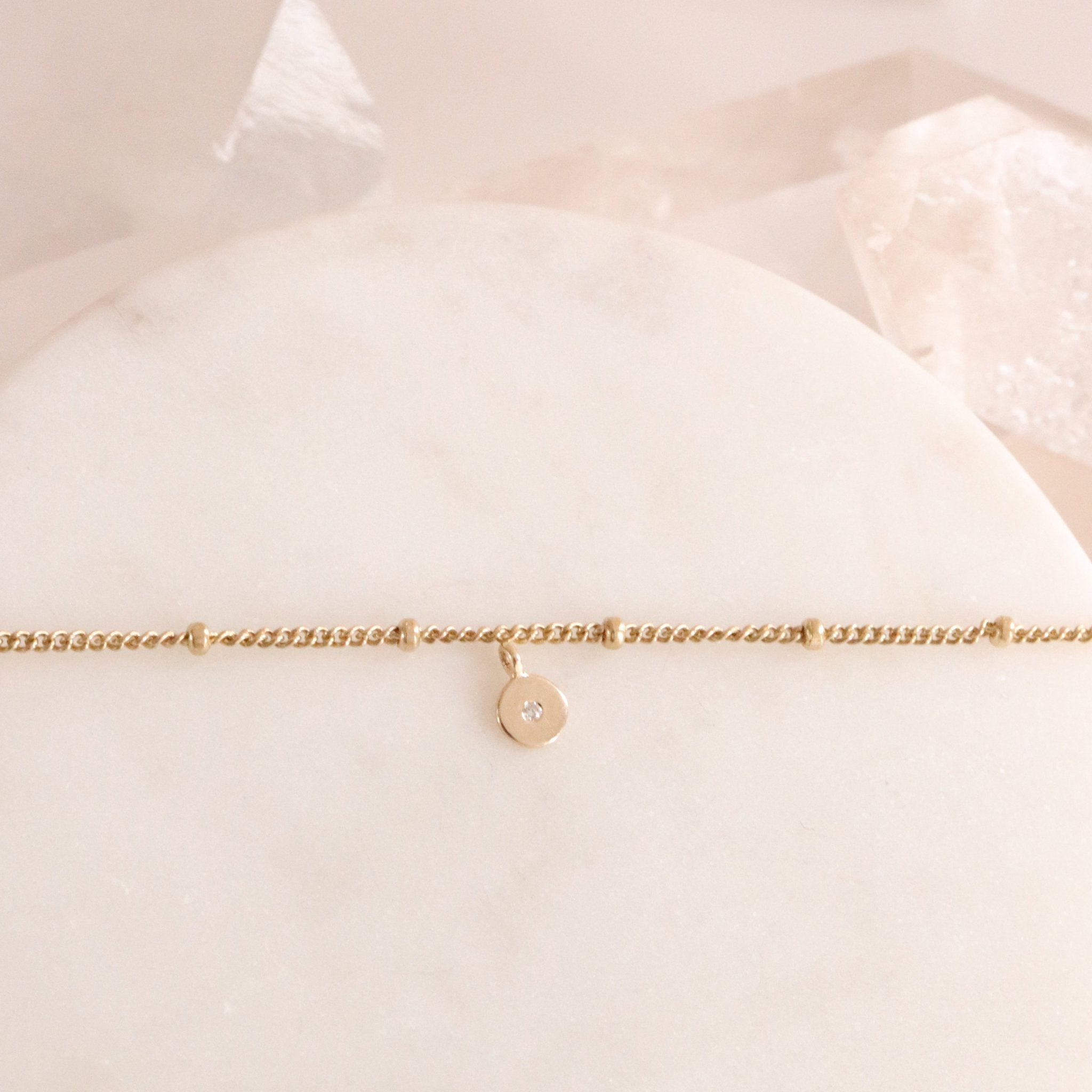 14K Solid Gold Love Namesake Disk Charm with Diamond - Personalized Jewelry for Gifts, Anniversaries & Special Occasions