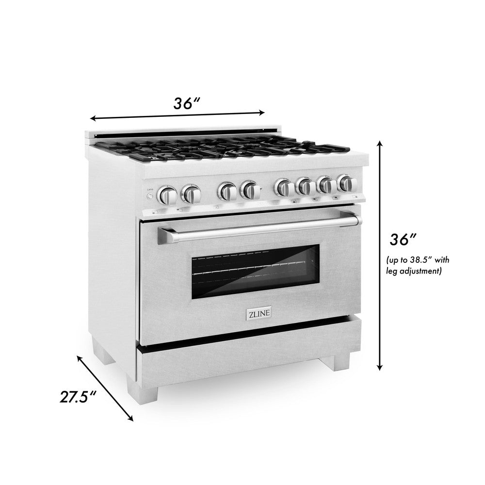ZLINE 36 Inch Professional Kitchen Package - Stainless Steel Dual Fuel Range & Convertible Vent Hood | Perfect for Home Chefs & Modern Kitchens