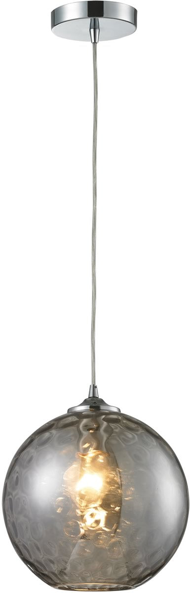 10W Watersphere Single Light Pendant - Polished Chrome with Smoke Glass Shade - Modern Ceiling Light for Dining Room, Kitchen Island or Bedroom Lighting
