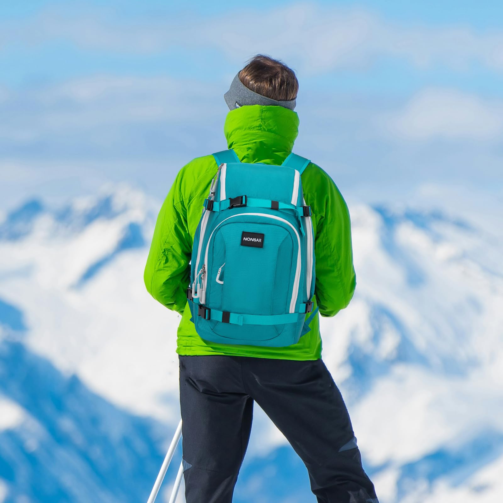 NONSAR 50L Waterproof Ski Boot Backpack - Snowboard Travel Bag for Helmet, Goggles, Gloves & Accessories - Durable Winter Sports Gear for Men & Women - Perfect for Ski Trips, Snowboarding Vacations & Mountain Adventures