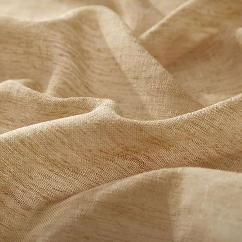 Khaki Sheer Linen Curtains, Grommet