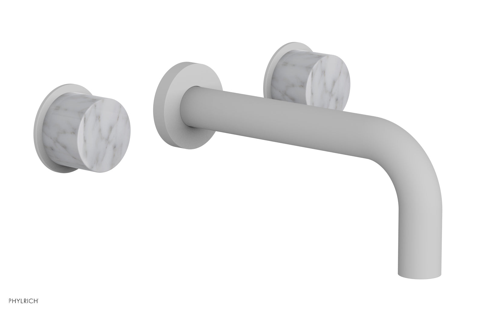 BASIC II Wall Tub Faucet Set with White Marble Handles - 230 58 - Modern Bathroom Sink Faucet for Bathroom Vanity, Powder Room & Guest Bath Installation