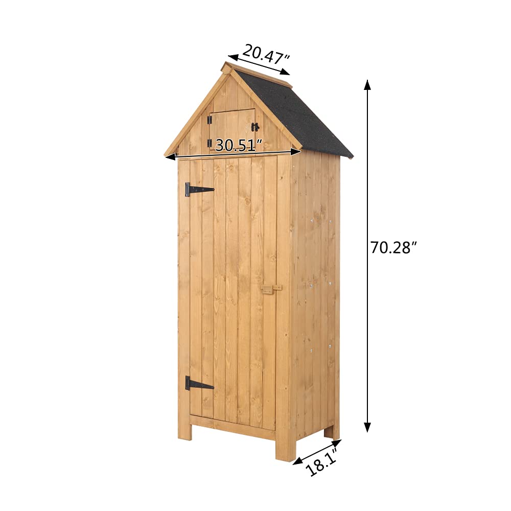 Ochine Wooden Garden Storage Shed - Outdoor Lockable Tool Cabinet Organizer for Yard, Patio & Backyard | Weatherproof Wood Shed for Gardening Tools, Lawn Equipment & Outdoor Storage