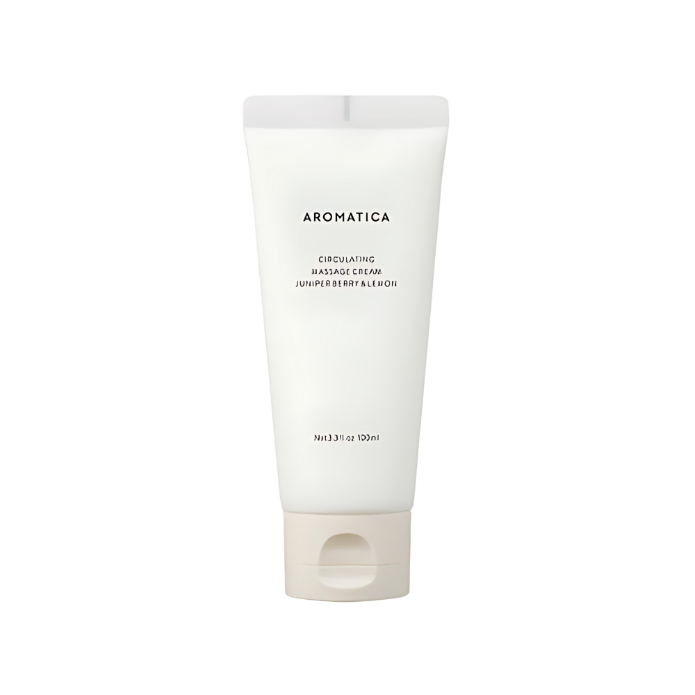 AROMATICA Juniper Berry & Lemon Circulating Massage Cream 100ml - Soothing Muscle Relief for Post-Workout & Stress Relief - Spa Quality Aromatherapy Massage Lotion for Relaxation & Pain Relief