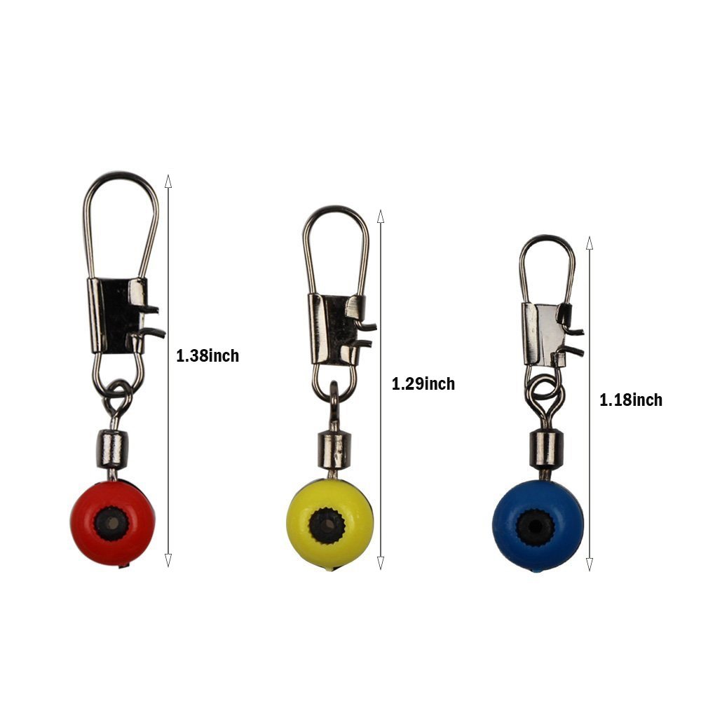 Premium Fishing Line Sinker Slides & Rolling Swivels with Interlock Snaps - Red/Yellow/Blue - Durable Float Connectors for Saltwater & Freshwater Fishing - Ideal for Bass, Trout & Catfish Angling