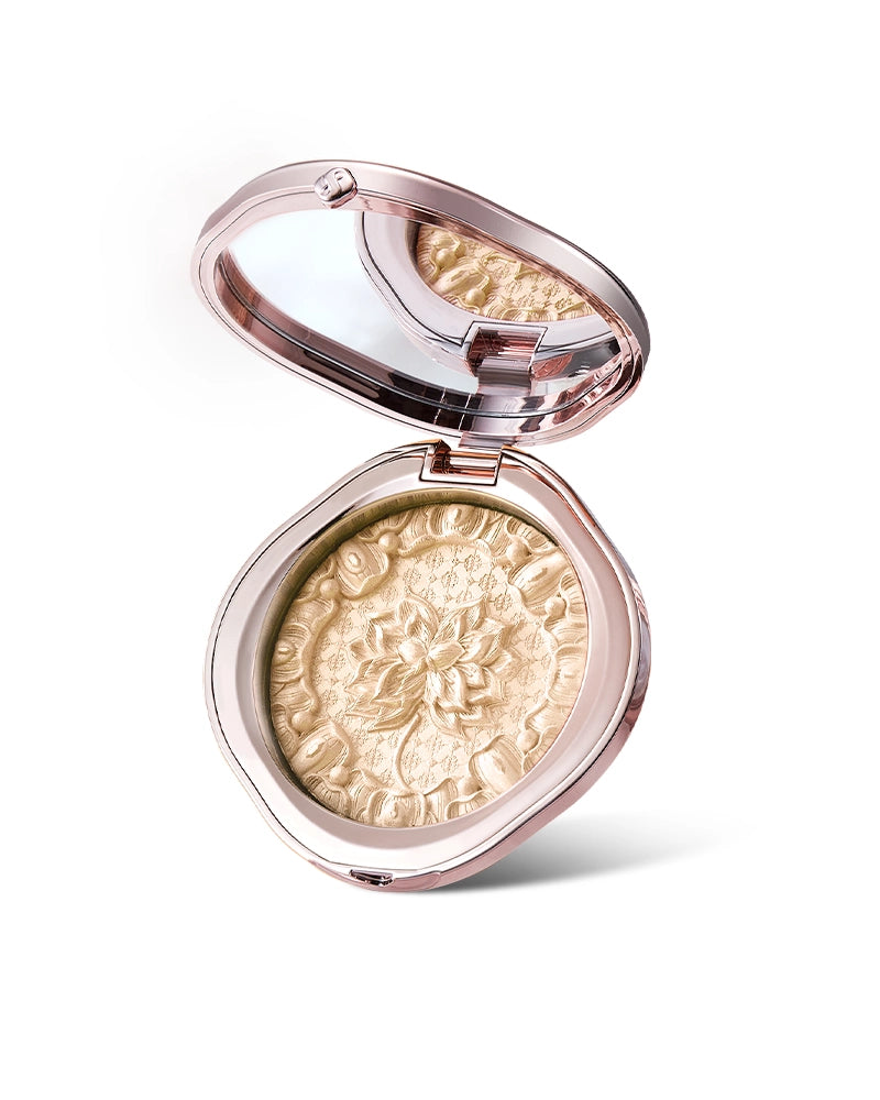 Twin Lotus Relief Luminous Glow Highlighter - Natural Face Illuminator for Cheekbones & Brow Bone - Perfect for Daytime Glow & Nighttime Makeup Looks