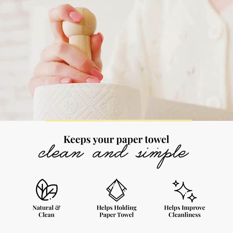 Tuuli Kitchen - Beechwood Paper Towel Holder for Kitchen, 14 x 5 Inches - Wooden Tissue Roll Stand for Paper Towels & Toilet Paper - Perfect for Countertop, Pantry, and RV Organization