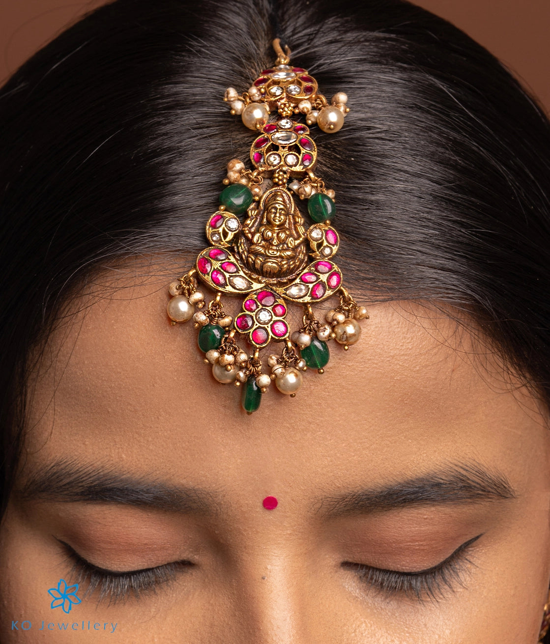 Advika Silver Maang Tikka Headpiece - Elegant Indian Bridal Jewelry for Weddings & Festivals | Perfect for Brides, Sangeet & Mehendi Ceremonies