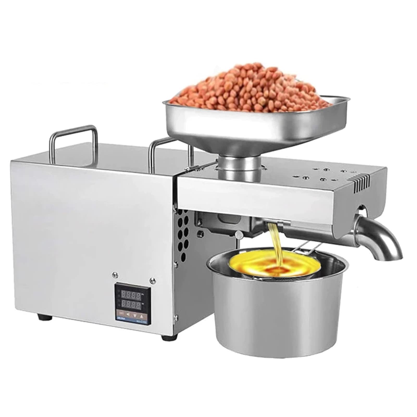 Stainless Steel Automatic Oil Press Machine with LCD Screen - Cold & Hot Oil Expeller for Nuts, Walnut, Almond, Linseed, Rapeseed - Perfect for Home & Commercial Use, Healthy Cooking & DIY Oil Extraction