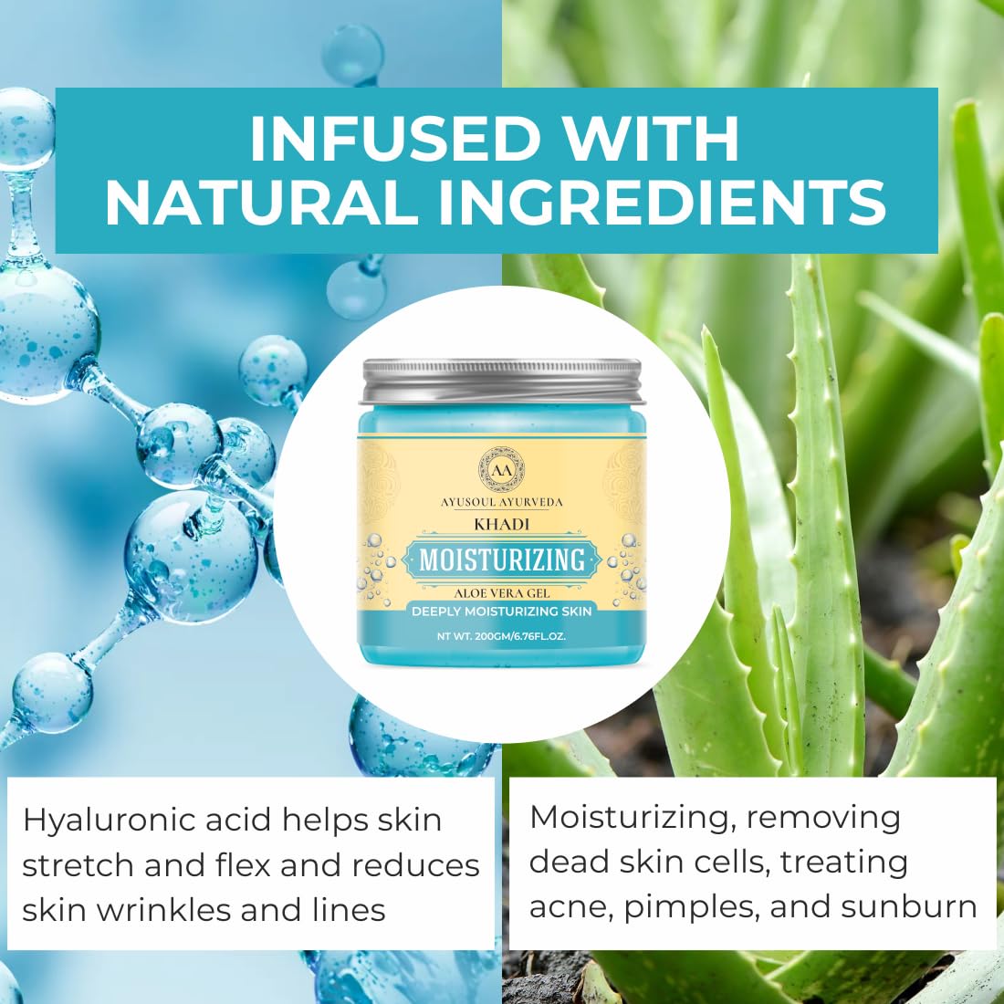 **Ayurvedic Khadi Aloe Vera Face Gel - 99% Pure & Natural Moisturizer for Hydration, No SLS, 200g - Perfect for Dry Skin, Sunburn Relief & Daily Skincare Routine**