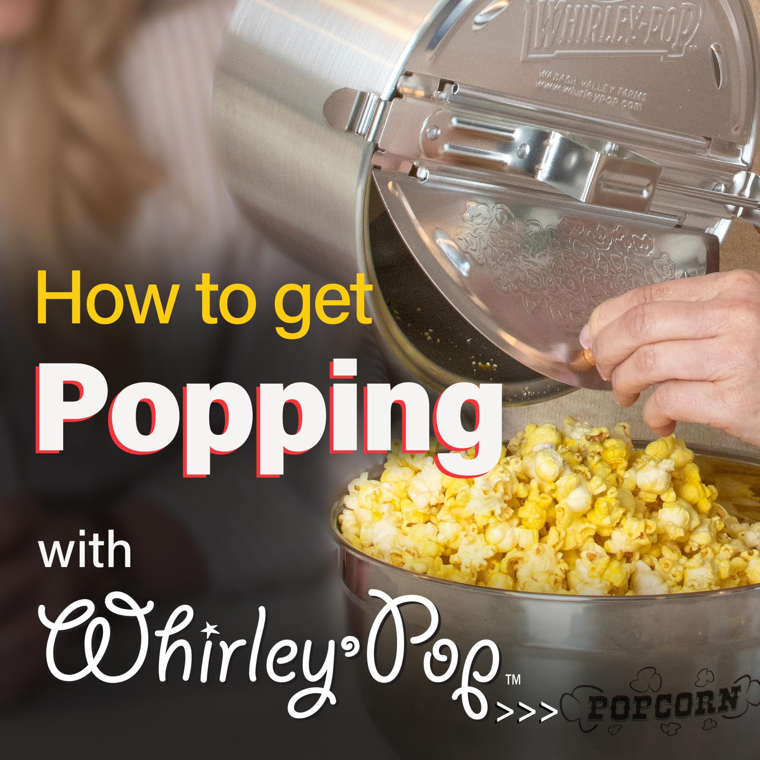 Original Whirley Pop Popcorn Maker - 6 Qt Silver Aluminum Stovetop Popcorn Popper with Metal Gear | Perfect for Movie Nights, Camping & Family Gatherings | Includes Good Time Guide by Wabash Valley Farms