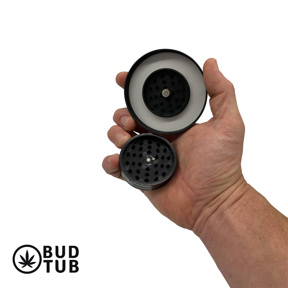 Airtight Smell Proof Herb Storage Jar with Magnetic Grinder & Shake Separator - Mini Plastic Container with Dual Seals for Freshness | Perfect for Kitchen, Travel & Cannabis Storage