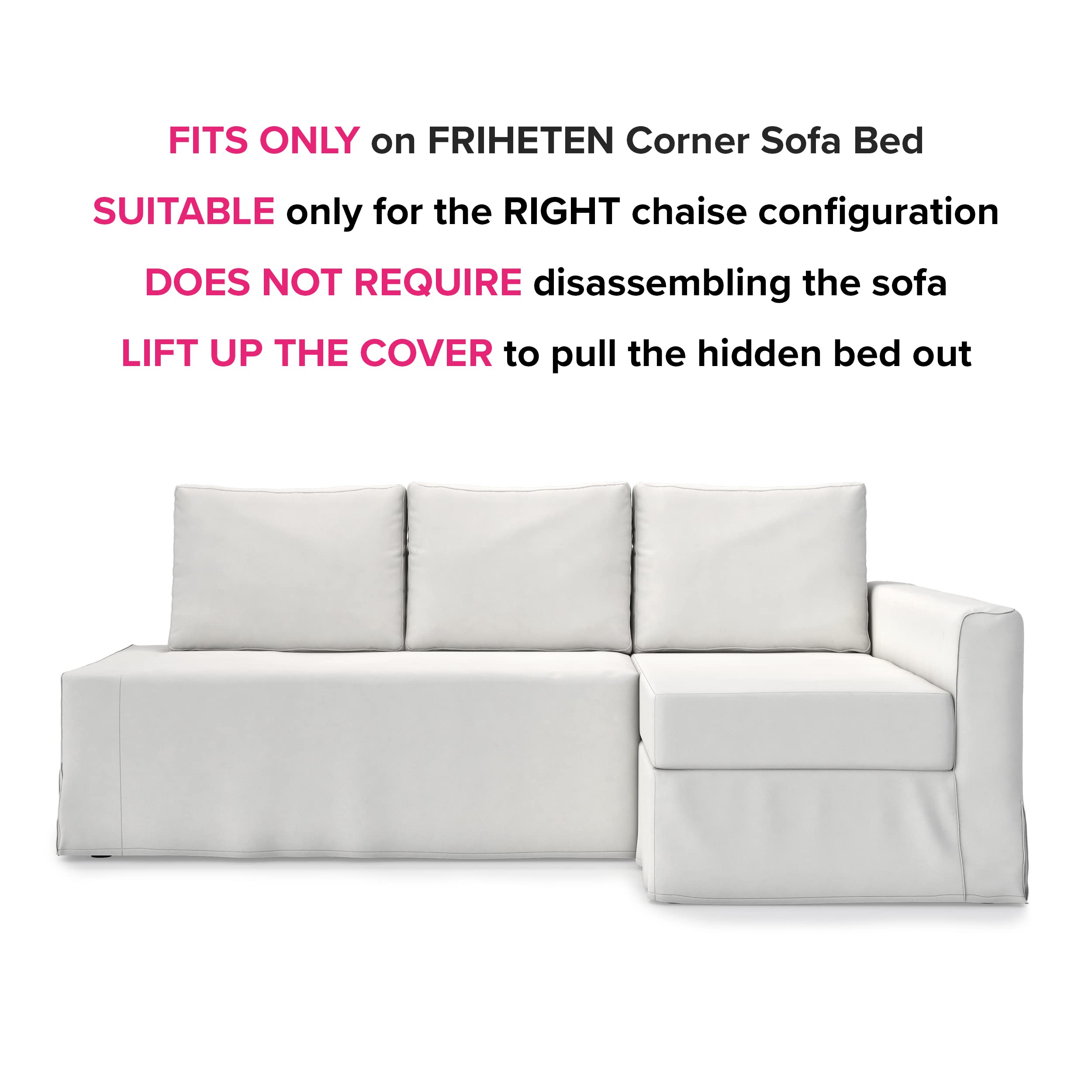 Easy Fit Couch Cover Replacement for IKEA Sleeper Sofa - Right Chaise Sectional Sofa Slipcover in Titanium Grey | Perfect for Living Room, Home Theater & Guest Room Protection