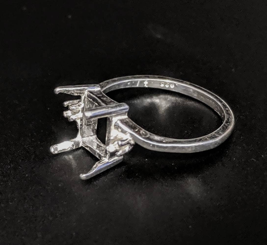 Solid Sterling Silver or 14K Gold 6x4mm to 12x10mm Emerald Cut Pre-Notched Blank Ring Size 5-8 for Engagement, Wedding, or Promise Ring Settings (Item #163532/143532) - Perfect for Jewelry Making and Custom Designs