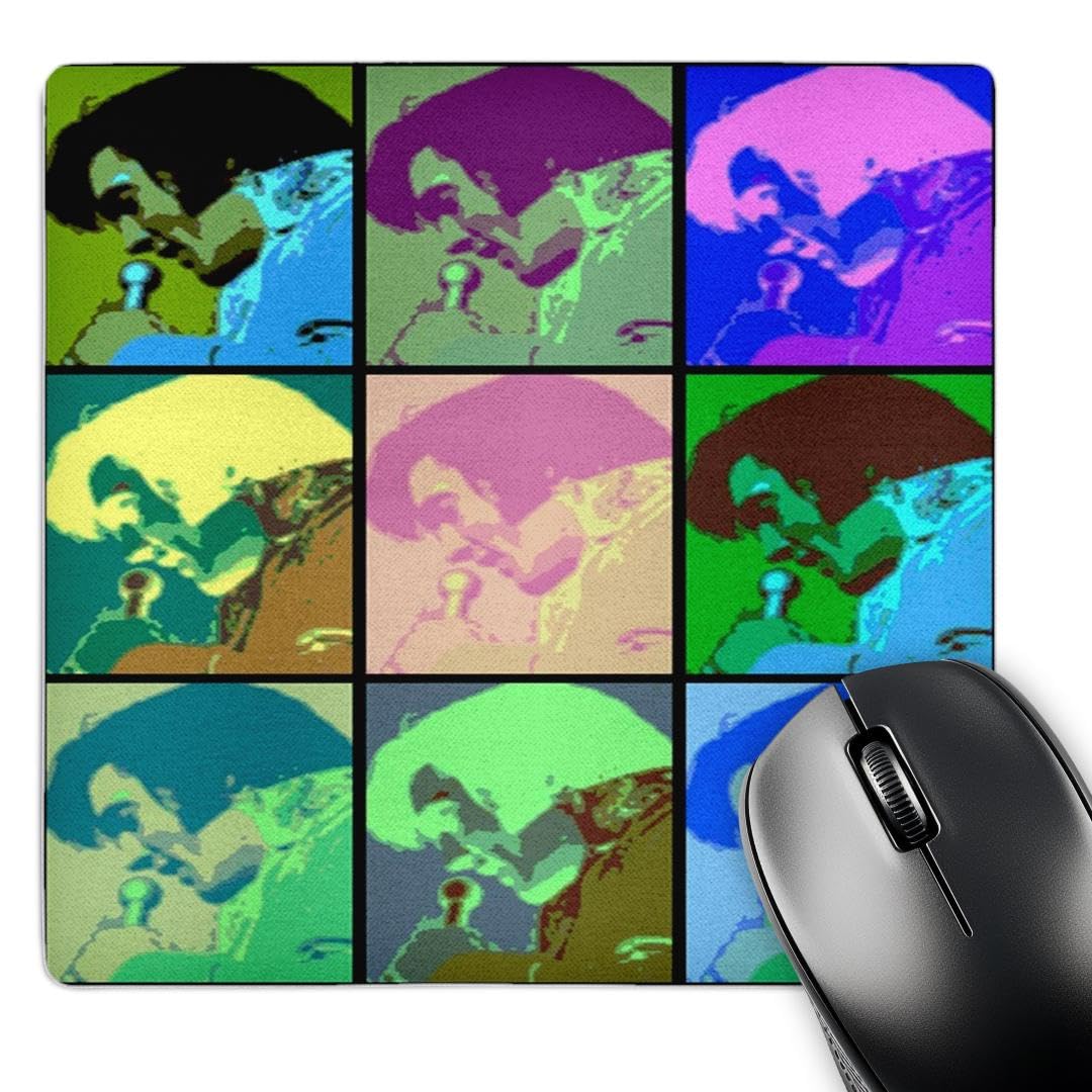 3D Printed Mousepad with Elvis Cartoon Collage - 9 Unique Faces in Vibrant Colors - Perfect for Office, Gaming & Home Decor - 3dRose Lens Art by Florene (mp_304487_1)