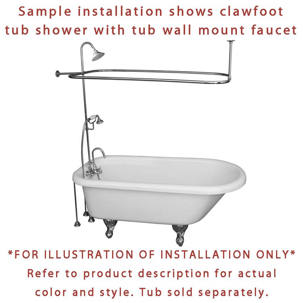 Chrome Clawfoot Tub Faucet Shower Kit with Enclosure Curtain Rod 552T1CTS - Vintage Style Bathroom Fixture for Freestanding Bathtub | Perfect for Spa-Like Bathroom Renovations & Luxury Home Upgrades