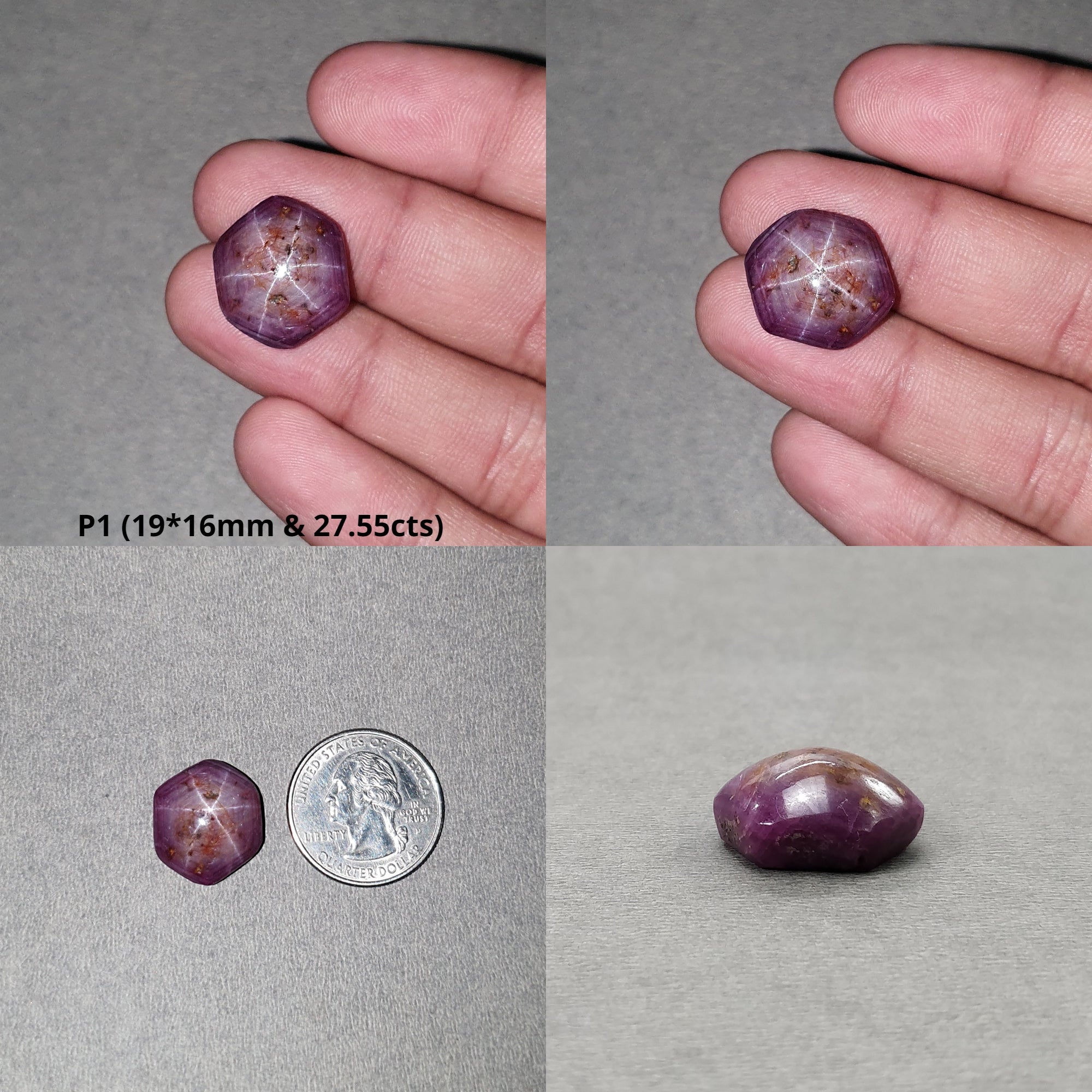 Natural Untreated 6-Ray Star Ruby Gemstone Cabochon - Hexagon Shape for Jewelry Making, Healing Crystals & Collectibles | Johnson Mines