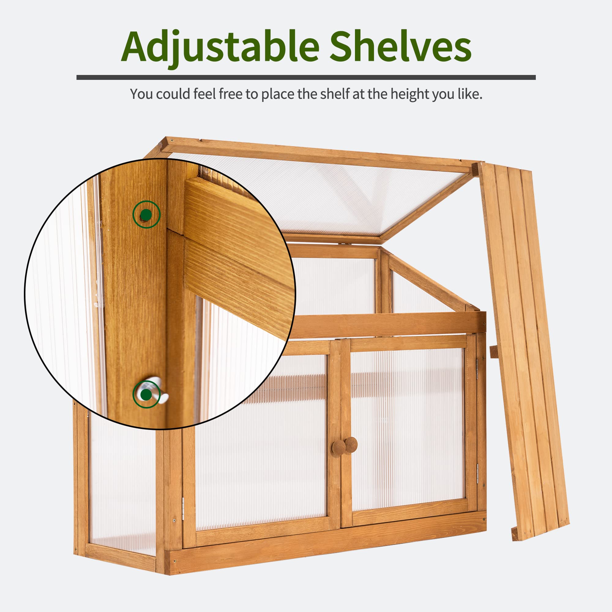 MCombo 2-Tier Wooden Cold Frame Greenhouse - Raised Garden Bed Planter Shelf for Flowers & Vegetables - Outdoor Plant Protection Box 6057-0160 (Orange) - Perfect for Backyard Gardening, Balcony Planting & Winter Plant Shelter