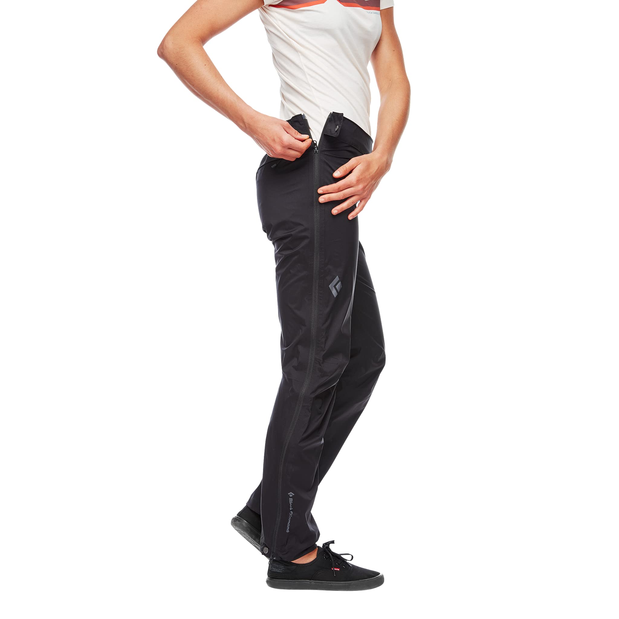 BLACK DIAMOND Women's Stretch Zip Running Pants - Lightweight Hiking & Trail Running Pants for Women - Moisture Wicking, Quick Dry - Black - Large (Perfect for Outdoor Adventures, Gym Workouts & Travel)