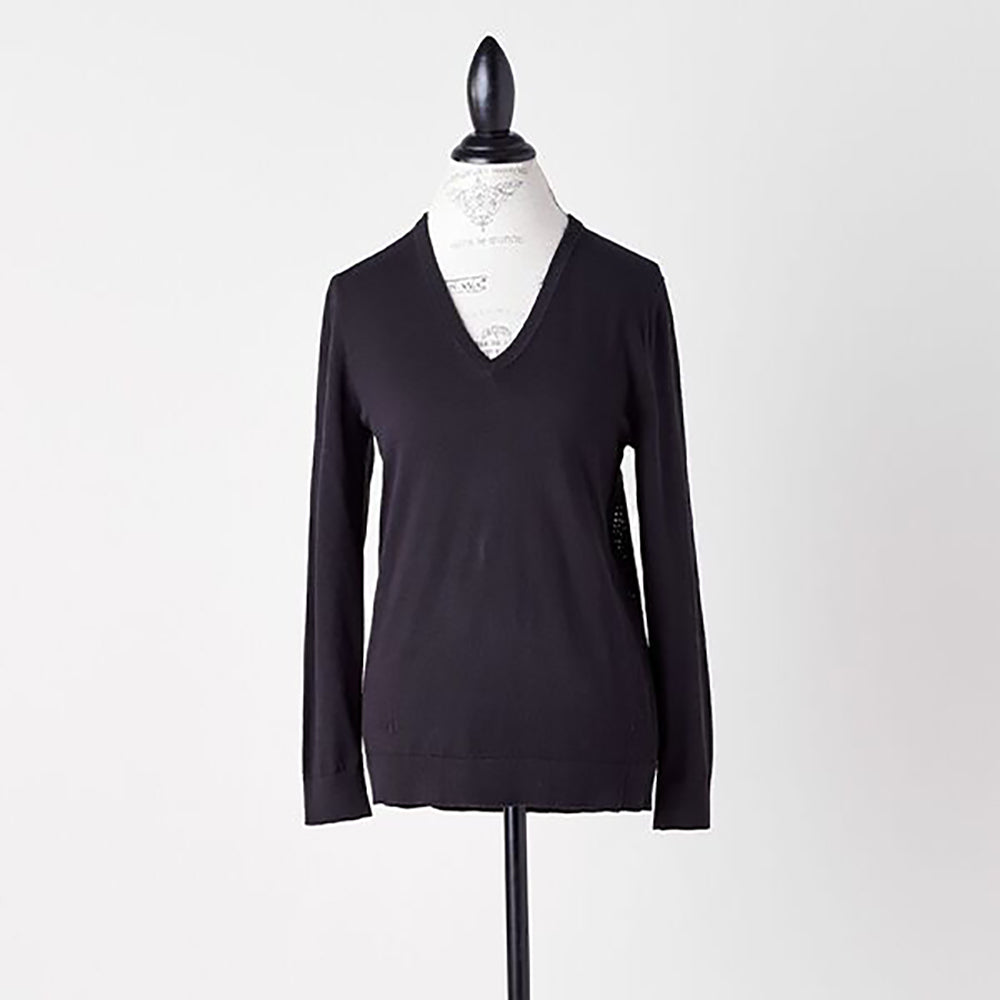 Women's Mesh Back V-Neck Sweater - Lightweight Knit Pullover for Casual Wear, Office, and Date Nights