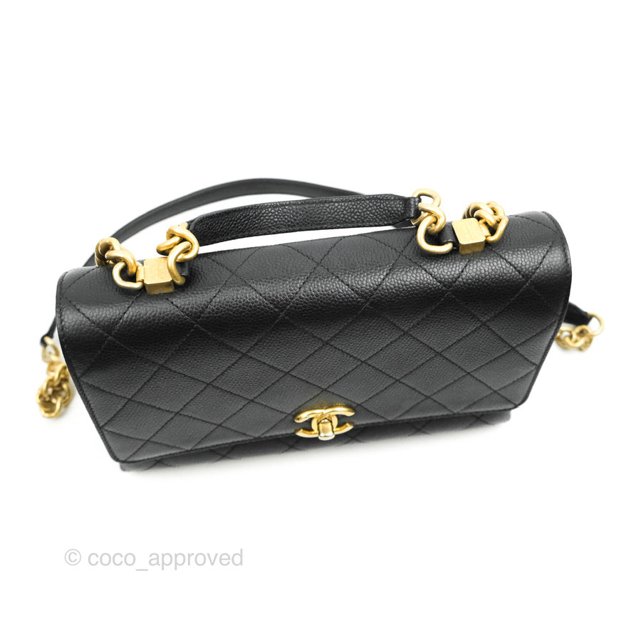 Chanel Chic Affinity Small Grained Calfskin Crossbody Bag in Black with Aged Gold Hardware - Perfect for Everyday Luxury & Evening Events