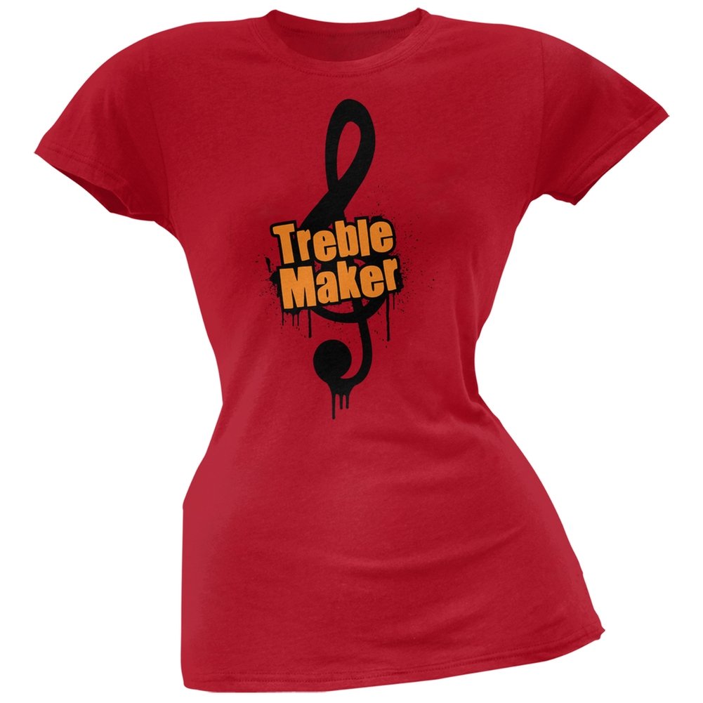 Old Glory Treble Maker Red Soft Juniors T-Shirt - Large | Vintage Patriotic Graphic Tee for Girls | Casual Wear, Concerts & Fourth of July Celebrations