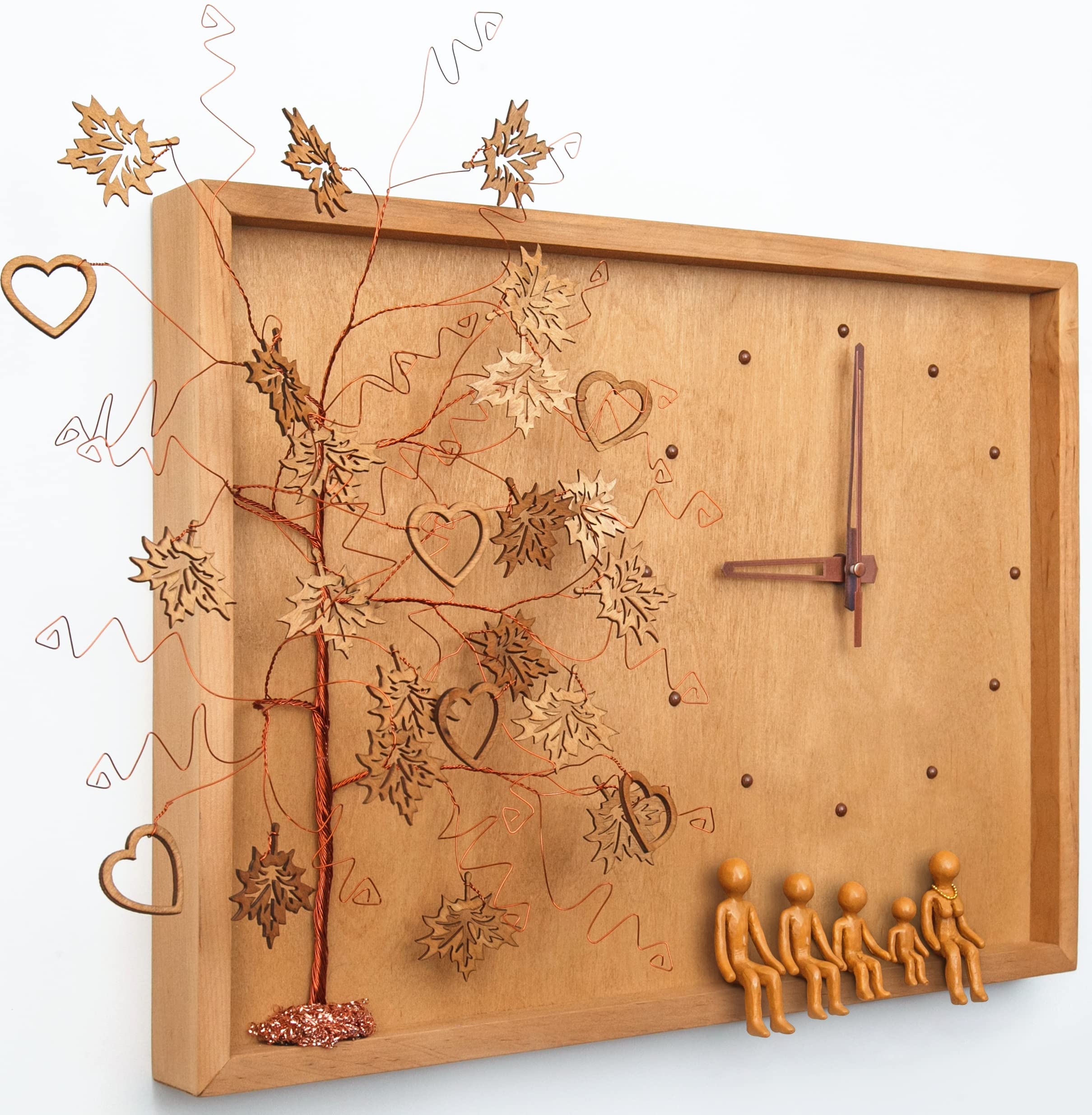 5th Anniversary Gift for Her & Him - Personalized Wood Family Tree Clock - Unique 5 Year Wedding Anniversary Gift for Wife, Husband, Couples - Perfect for Home Decor & Romantic Gifts