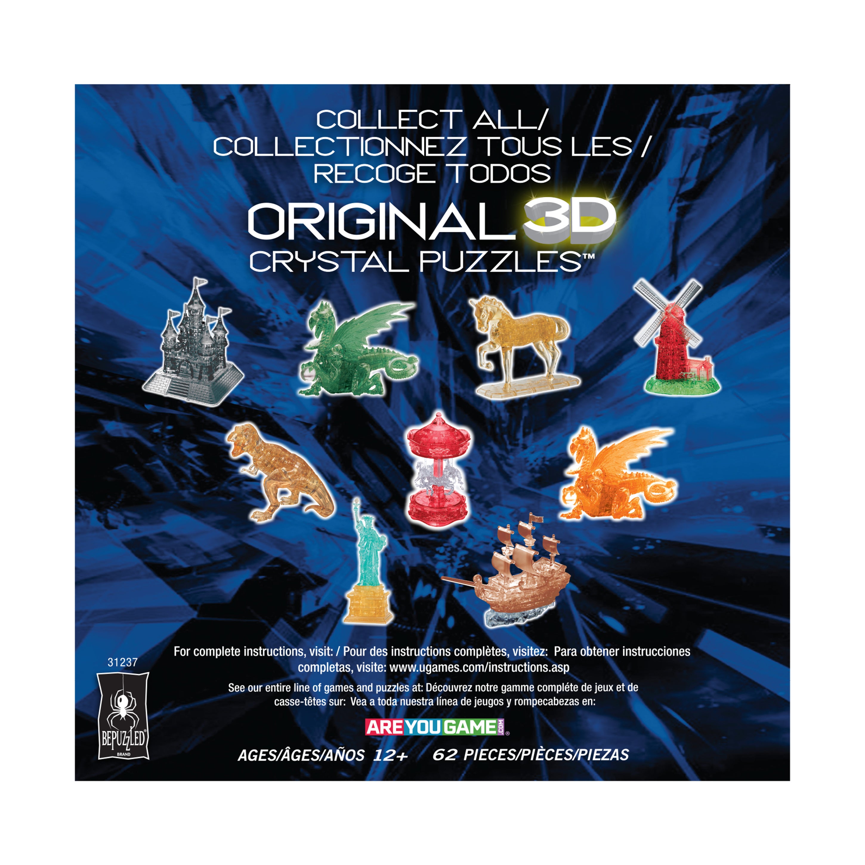 BePuzzled Majestic Eagle 3D Crystal Puzzle - 62 Piece Brain Teaser for Adults & Teens - Perfect for Home Decor, Gift Giving & STEM Learning Activities
