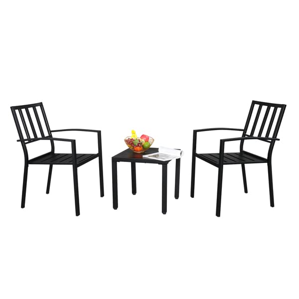 Sywamol Vertical Grid Wrought Iron Dining Table Set with Backrest - Elegant Outdoor Patio Furniture for Garden, Deck, and Restaurant Dining