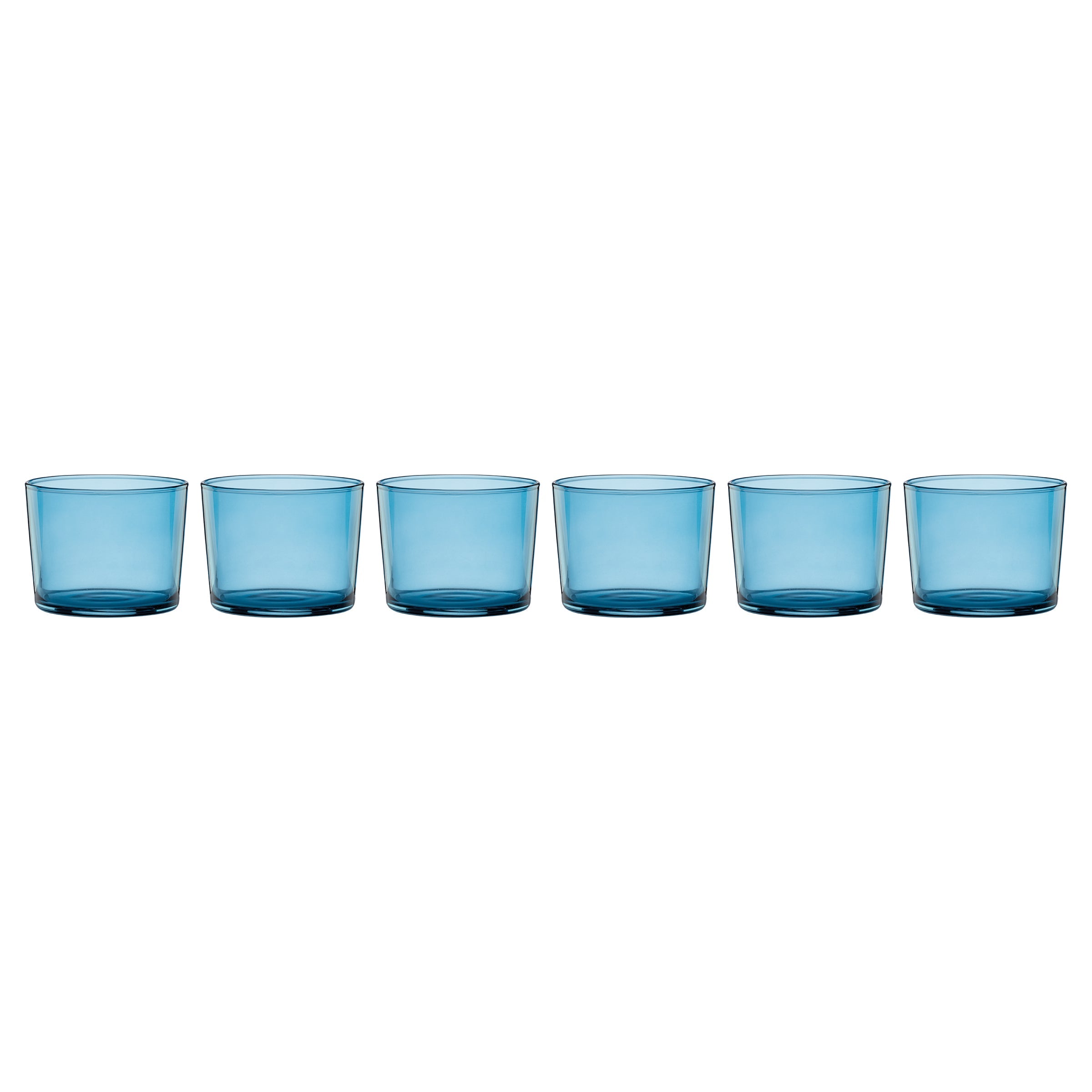 Premium Stackable Blue Short Glasses Set of 6 - Durable & Space-Saving Drinkware for Cocktails, Juice & Everyday Use - Perfect for Home, Bar, Restaurant & Outdoor Entertaining