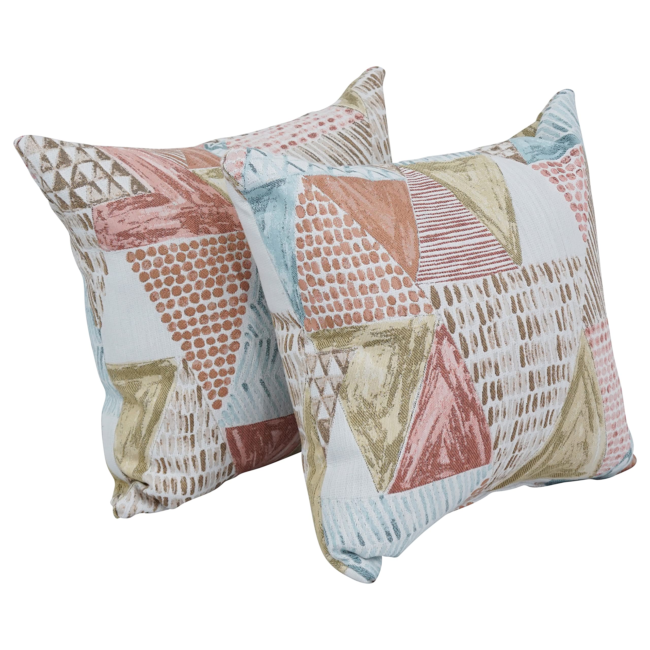 Blazing Needles 17x17 Inch Square Polyester Jacquard Throw Pillows Set of 2 - Soft Decorative Cushion Covers in Kandafrt Blush Pink for Sofa, Bedroom & Living Room Decor