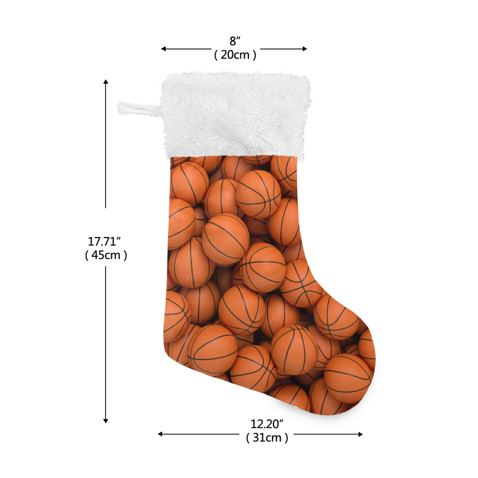 3D Orange Basketball Christmas Stockings - Personalized Large 18 Inch Xmas Stockings with Cute Snowflake Design for Holiday Decorations, Family Party & Christmas Gifts (2PCS) - Perfect for Fireplace Mantel, Tree Decor, and Festive Home Styling