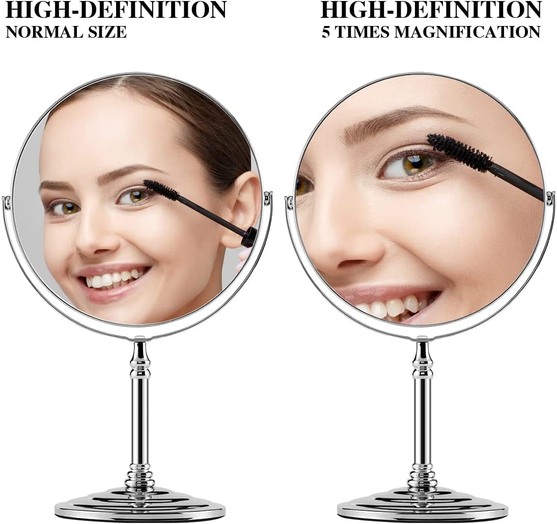 AASTIK 5X Magnifying Mirror - Large Two-Sided Swivel Vanity Mirror with Chrome Frame for Makeup & Skincare | Perfect for Bathroom, Dressing Table & Travel