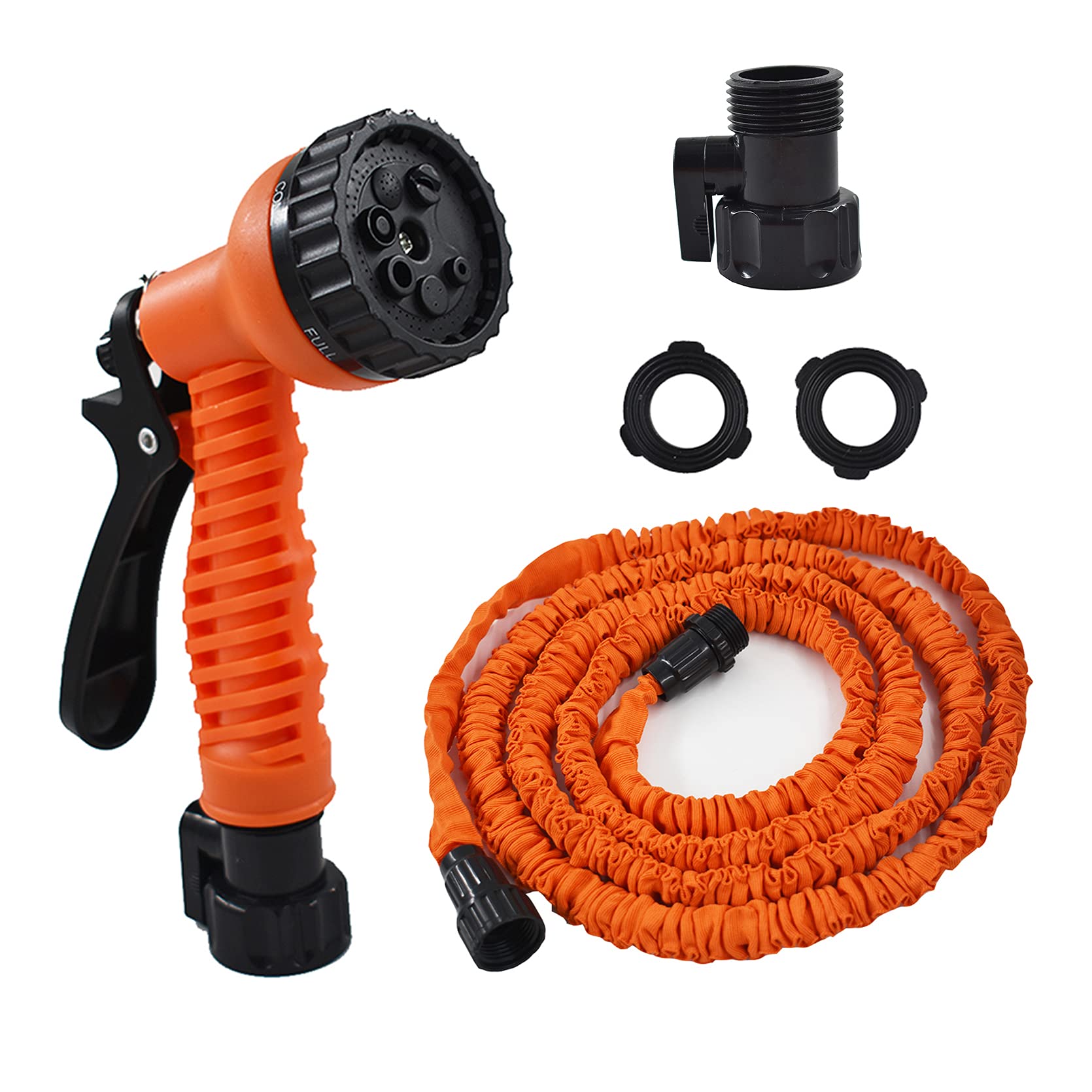 Expandable Garden Hose 25/50/75/100 FT - No Kink, Lightweight & Flexible Water Hose with 7 Function Nozzle - Leakproof Expanding Hose for Garden Watering, Car Washing & Outdoor Cleaning (Orange, 75 FT)