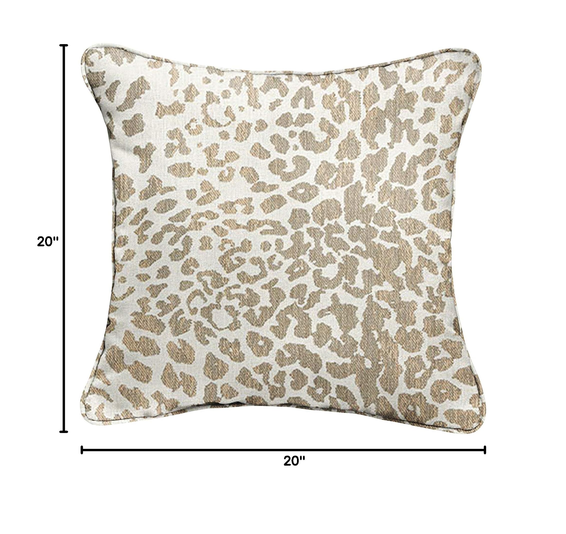 Sorra Home x Sunbrella Indoor Outdoor Square Pillow Covers Set of 2 - Light Brown Leopard Cheetah Print Waterproof Decorative Throw Pillows for Patio Furniture, Sofa, Bed & Outdoor Use