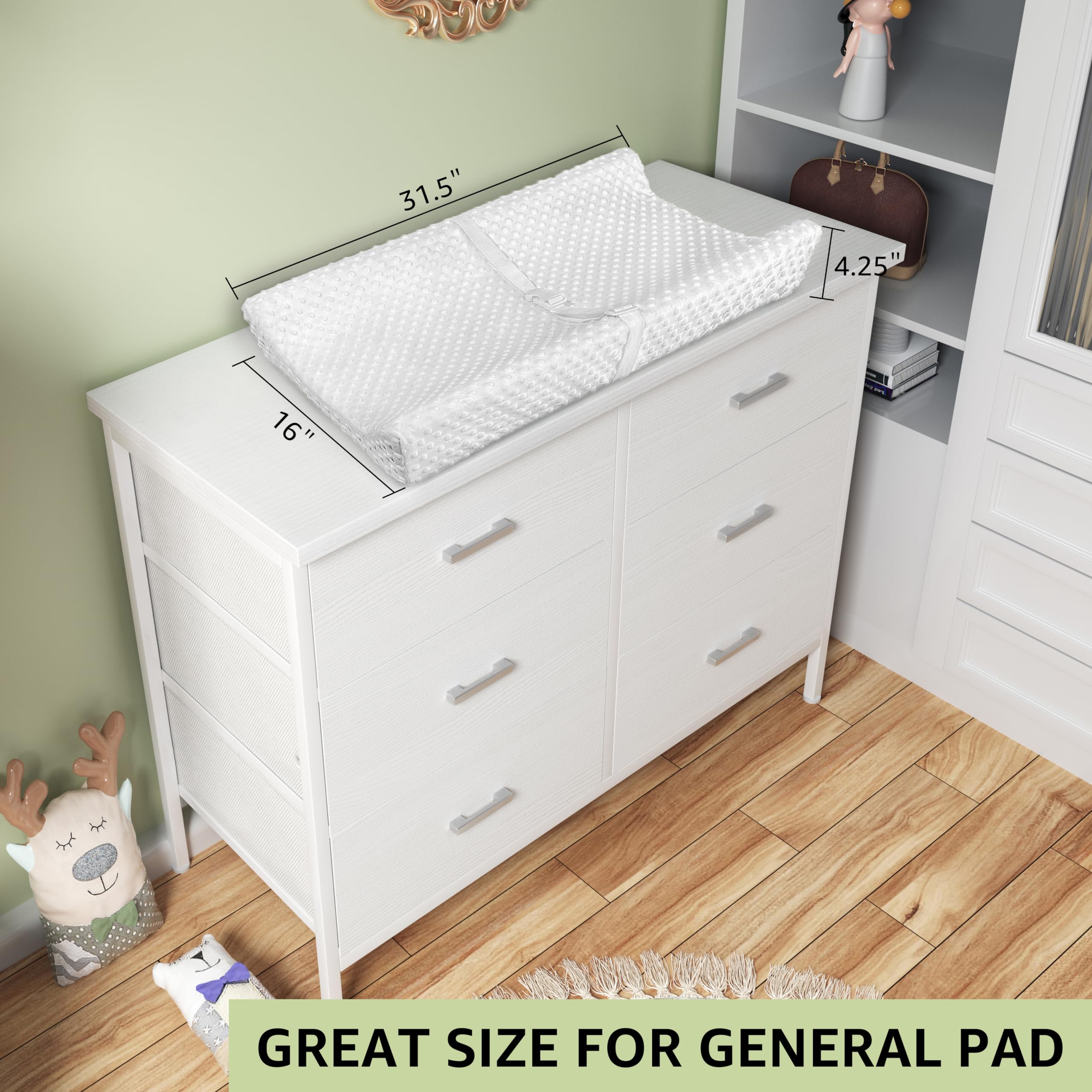 Modern White 6-Drawer Dresser for Bedroom - Wide TV Stand for 50