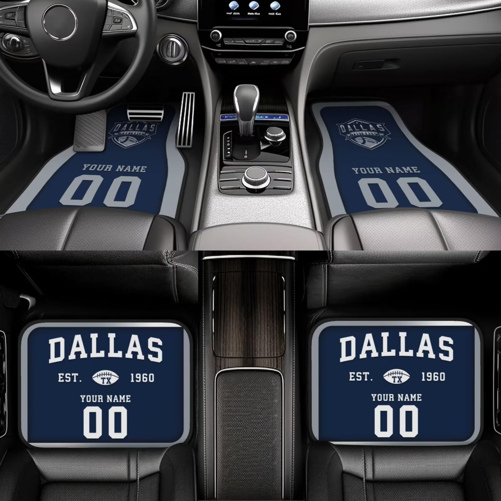 Custom Car Floor Mats with Personalized Name & Number - 4-Piece Set for Most Vehicles | Perfect Car Interior Accessories & Gift for Car Enthusiasts | Ideal for Daily Commuting, Road Trips & Car Shows