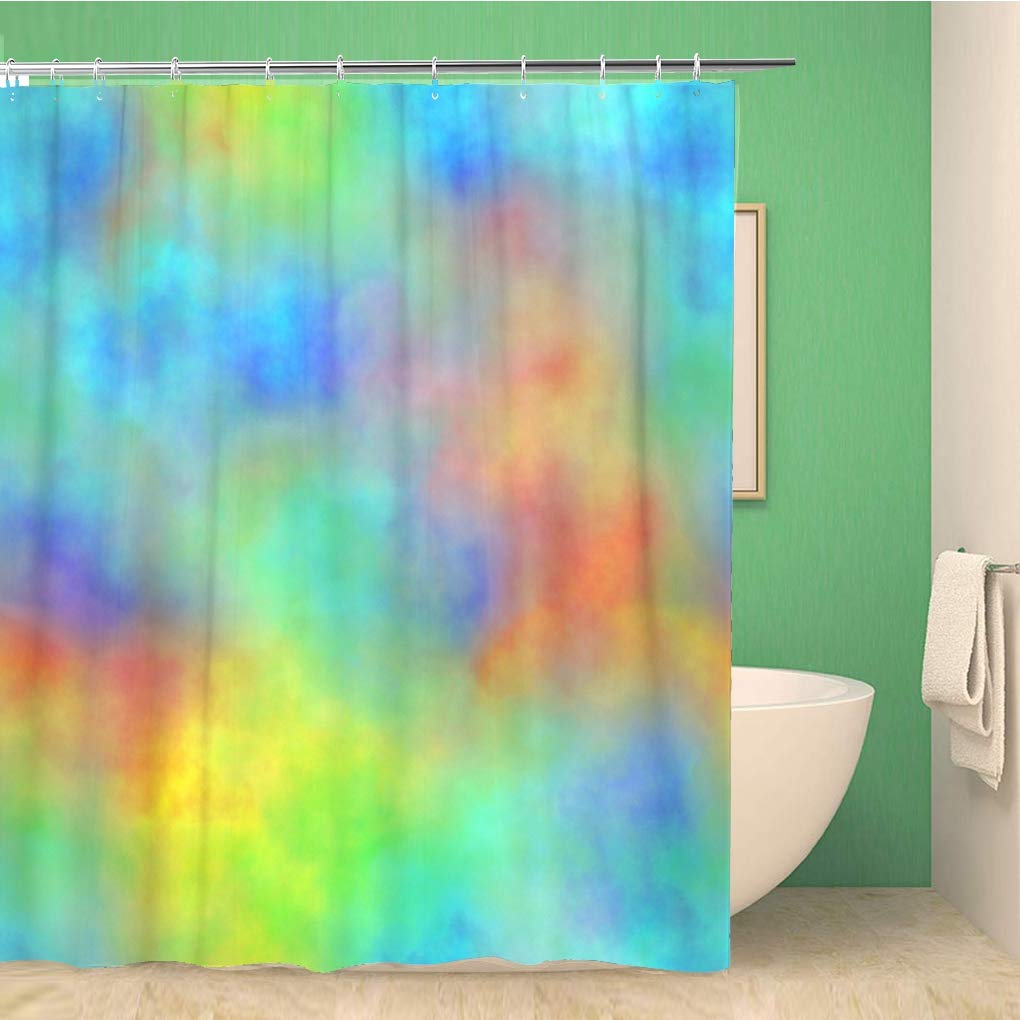 Awowee Waterproof Polyester Shower Curtain - 66x72 Inch Abstract Colorful Smoke & Rainbow Cloud Design - Bathroom Decor with 12 Hooks Included | Perfect for Modern, Boho & Kids' Bathrooms