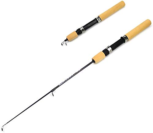 Compact Telescopic Fishing Rod - Carbon Fiber, Anti-Slip Wood Handle for Winter Ice Fishing - 100cm Portable Bait Casting Rod