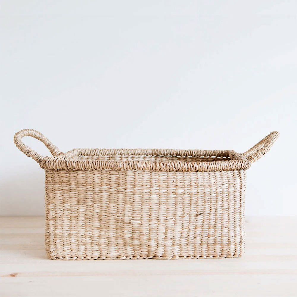 Handwoven Seagrass Storage Basket - Natural Woven Organizer for Home, Bathroom, Nursery | Perfect for Toys, Blankets & Laundry