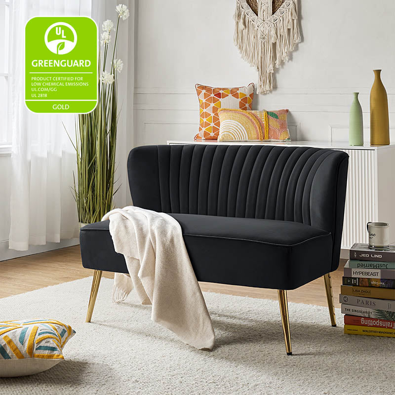 Bariana Velvet Loveseat - Soft & Luxurious Small Couch for Living Room, Bedroom, or Office - Perfect for Cozy Seating & Home Decor