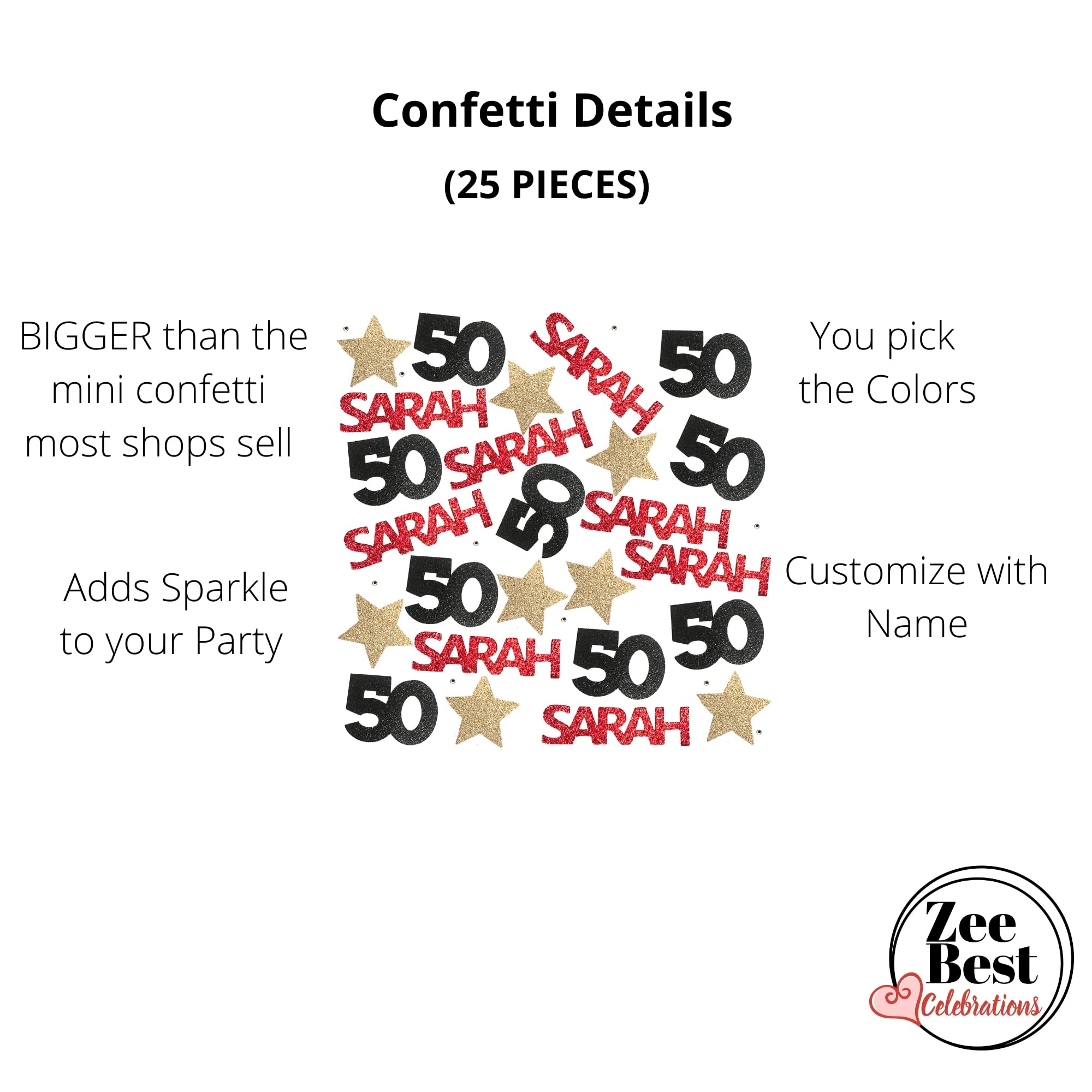 50th Birthday Party Decorations Set - 25 Glittery Confetti Pieces for Table Centerpiece | Perfect for Husband, Wife or Loved One's 50th Birthday Celebration | Great for Milestone Parties, Anniversaries & Golden Jubilee Events