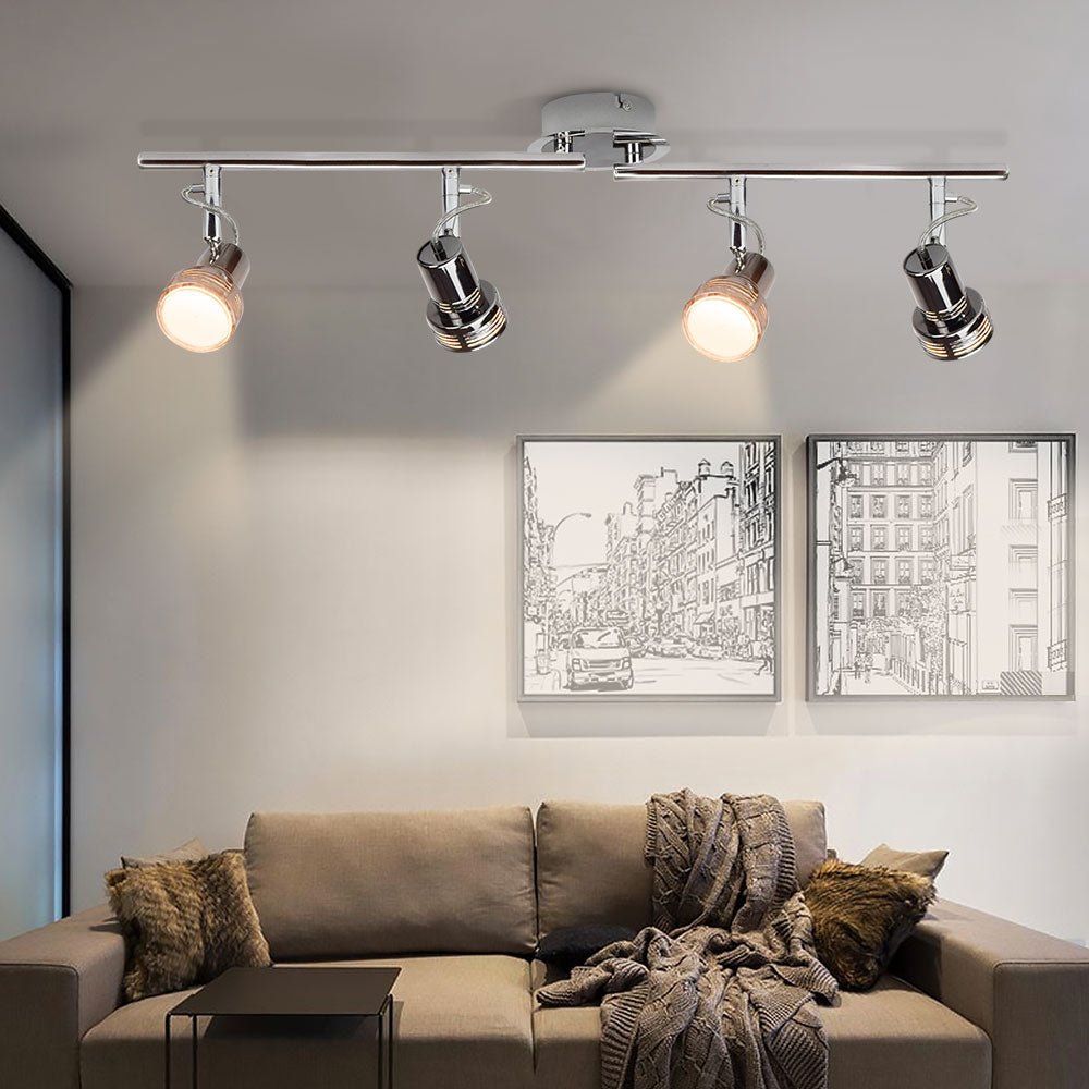Depuley Modern 4-Light Flush Mount Track Lighting Kit, Adjustable Directional Ceiling Spotlights for Kitchen, Living Room, Hallway & Bedroom - Foldable Swing Arm Design for Flexible Illumination | Perfect for Task Lighting, Accent Lighting & Modern Home Decor